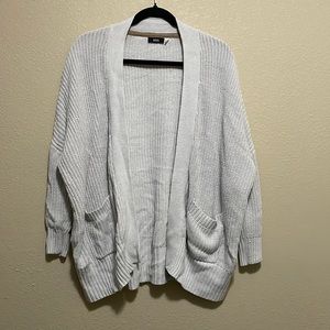 BDG Womens Cardigan Sweater Gray Long Sleeve Open Front Waffle Knit Pockets S